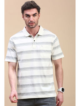 Classic Polo - Men's Half Sleeve Grey Authentic Fit Striped Polo T-Shirt