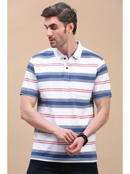 Classic Polo - Men's Half Sleeve White Authentic Fit Striped Polo T-Shirt
