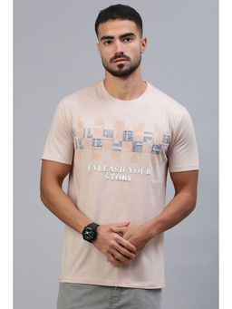 Classic Polo - Men's Half Sleeve Beige Slim Fit Printed T-Shirt
