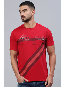 Classic Polo - Men's Half Sleeve Red Slim Fit Printed T-Shirt