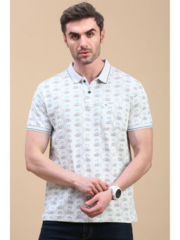 Classic Polo - Men's Half Sleeve Grey Slim Fit All-Over Print Polo T-Shirt