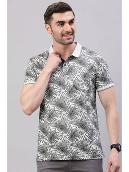 Classic Polo - Men's Half Sleeve Grey Slim Fit All-Over Print Polo T-Shirt