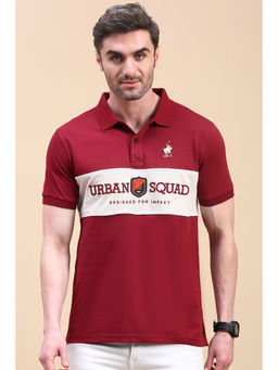 Classic Polo - Men's Half Sleeve Maroon Slim Fit Embroidery Polo T-Shirt