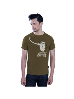 Tantra - Olive Round Neck Printed T-Shirt