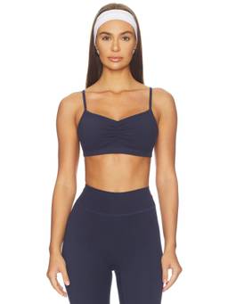 437 - Ballet Women's Moisture-Wicking Removable Pad Sports Bra Navy Blue