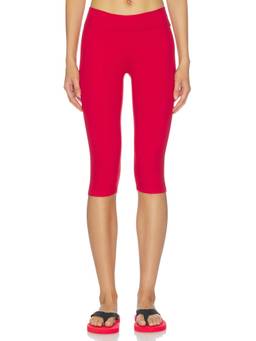 437 - Capri Women's Mid-Waist Stretch Jersey Leggings Red