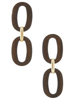 8 Other Reasons - Women'S Lightweight Wood Link Drop Earrings Brown