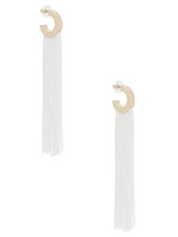 8 Other Reasons - Long Flowing Tassels Women's Gold-Tone Fringe Hoop Earrings Gold