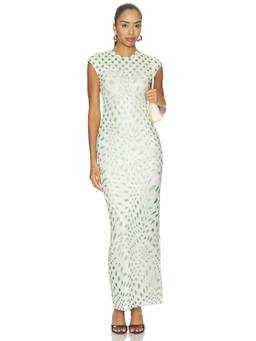 AFRM - Mylo Women's Cap Sleeve Mesh Maxi Dress White