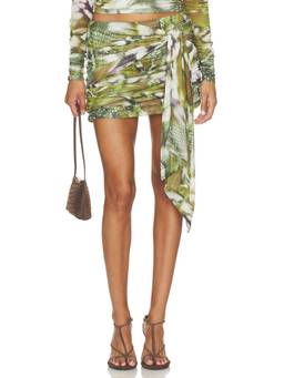 AFRM - Carmichael Women's Printed Wrap Detail Mini Skirt Green