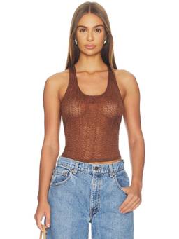 AFRM - Sheer Mesh Women's Sleeveless Tank Top Brown