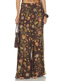 Agua Bendita - Janis Women's Drawstring Wide-Leg Palazzo Pants Brown