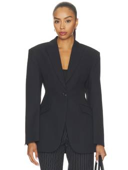 ANINE BING - Elga Women's Tailored Padded Shoulder Single-Button Blazer Black