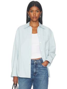 ANINE BING - Poplin Women's Relaxed Button-Down Shirt Blue