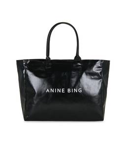 ANINE BING - Leo Coated Canvas Tote Bag Black