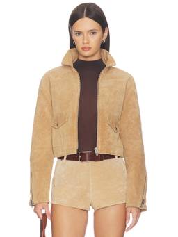 BLANKNYC - Suede Women's Zippered Moto Jacket Tan