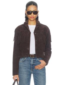 BLANKNYC - Suede Fringe Women's Cropped Leather Jacket Brown