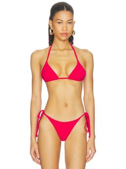 Bond Eye - Isla Women's Unpadded Halter Tie-Up Triangle Bikini Top Red