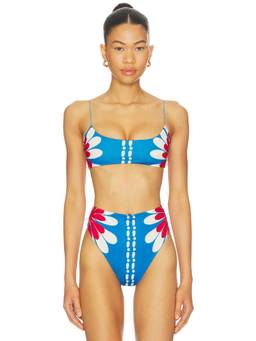 Cala de la Cruz - Isla Women's Floral Print Scoop Neck Bikini Top Multi-Color