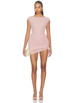 Camila Coelho - Sabina Women's Ruched Ruffled Waist Mini Bodycon Dress Pink