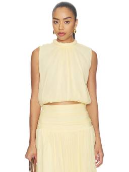 Camila Coelho - Leora Women's Sleeveless Tie-Up Neck Crop Top Yellow