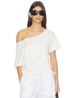 DAYDREAMER - Solid Women's Off-Shoulder Asymmetrical Tee Off White