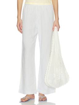 DONNI. - Cotton Gingham Stripe Women's Cropped Pull-On Capris Blue