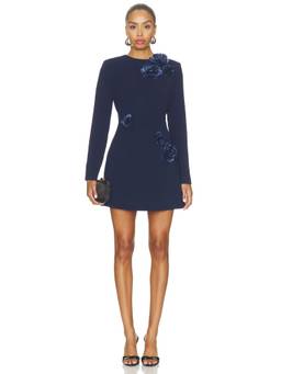 ELLIATT - Leonara Women's Floral Applique Long Sleeve Mini Dress Navy Blue