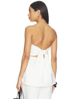 FAITHFULL THE BRAND - Solmar Women's Ruched Strapless Linen Blend Top White