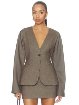 Favorite Daughter - Power Move Women's Cinched Waist Single-Button Blazer Brown