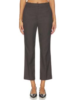 Favorite Daughter - Favorite Cigarette Women's Mid-Waist Pinstripe Cigarette Pants Charcoal