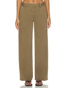 Good American - Low Slung Women's Baggy Wide Trousers Khaki