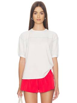 Good American - Gym Women's Sheer Jersey Crew Neck Half Sleeves T-Shirt White