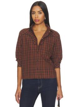 The Great - Creek Women's Checked Cotton Button-Down Shirt Brown