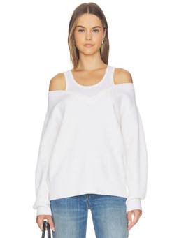 Helmut Lang - Double Layer Women's Shoulder Cut-Out V-Neck Top White
