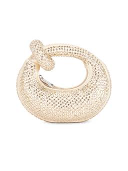 JW PEI - Artificial Crystal Embellished Mini Top Handle Clutch Cream