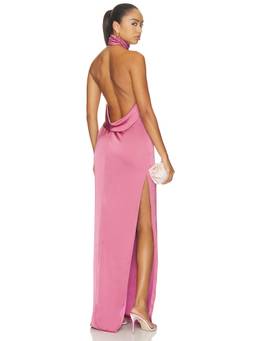 Katie May - Sidrit Women's Satin Halter Neck Maxi Gown Pink