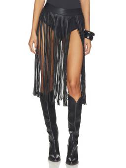 Kim Shui - Side Fringe Women's Faux Leather Shorts Black