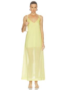 L'Academie - Lenai Women's Semi-Sheer V-Neck Slip Maxi Dress Yellow