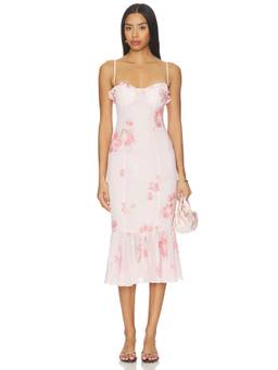 MAJORELLE - Jules Women's Floral Sleeveless Bodycon Midi Dress Pink