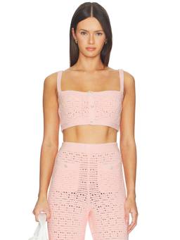MAJORELLE - Emiliana Knit Women's Crochet Button Bralette Pink