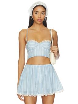 MAJORELLE - Pietra Women's Lace Trim Underwired Bustier Blue