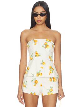 MAJORELLE - Poplin Women's Strapless Cinched Waist Top White