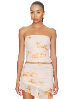 MAJORELLE - Roseli Women's Ruched Strapless Crop Top Pink