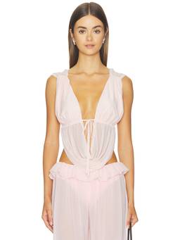 MAJORELLE - Brynn Women's Sleeveless Plunging Neck Drawstring Top Pink