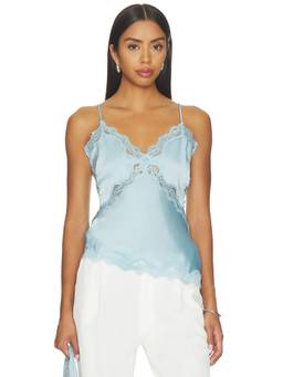 MAJORELLE - Cassie Women's Lace Trim Adjustable Strap Camisole Blue