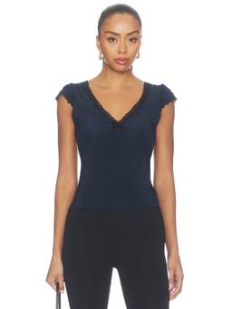 Madewell - Layton Women's Lace Trim Bow Detail Sleep Top Navy Blue