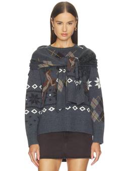 Monse - Mixed Fair Isle Women's Crew Neck Wool Sweater Multi-Color