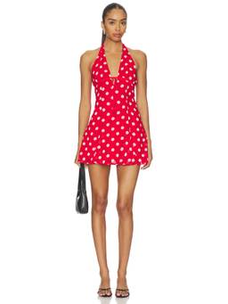 MORE TO COME - Olivea Women's Polka Dot Halter Mini Dress Red