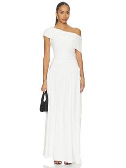 MORE TO COME - Wells Women's Ruched One Shoulder Maxi Dress White